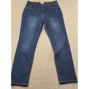 JUST‎ BE Womens Dark Wash Denim Jeans Size L Straight Leg Comfort Stretch